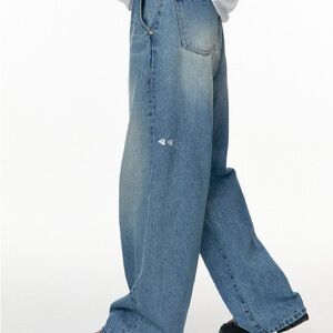 WASHED WIDE DENIM PANTS_BLUE